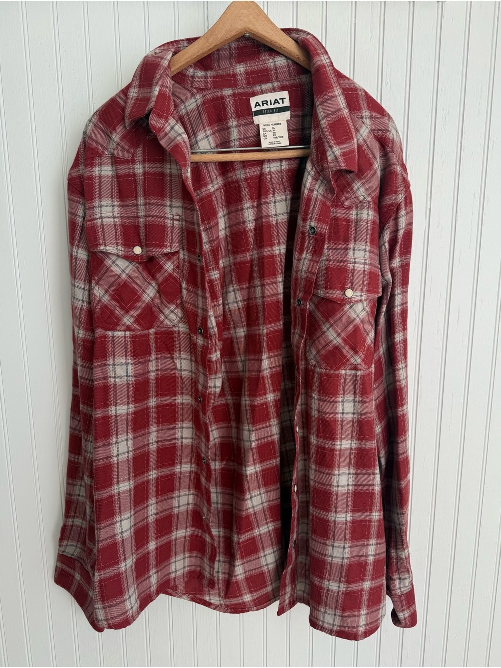 Ariat Men’s Red Plaid Flannel Shirt Size XL